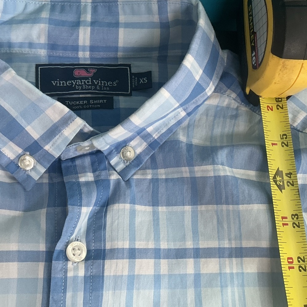 Vineyard Vines by Shep & Ian Men's Size Xs-short Sleeve Button Down-blue&white - Picture 3 of 4